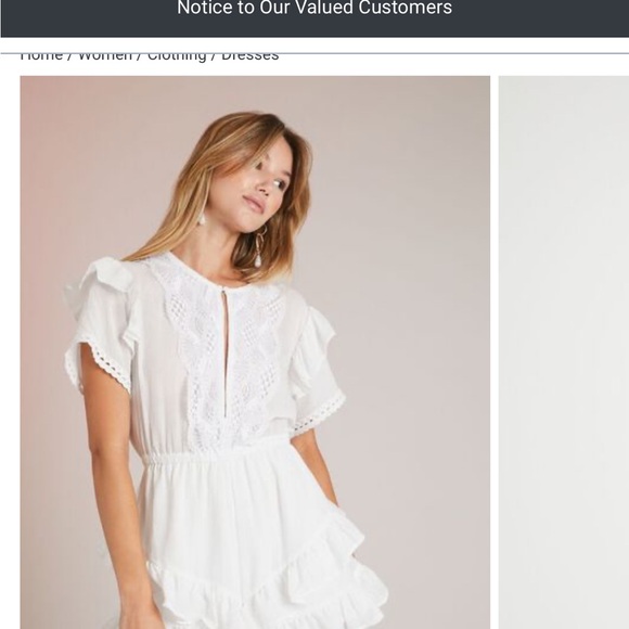 White Lace Ruffle Romper - Picture 1 of 5